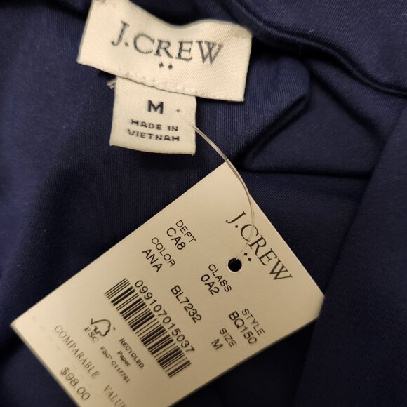 J Crew Navy Blue Romper Size M Stretchy Criss-Cross Scalloped Straps - Picture 7 of 9